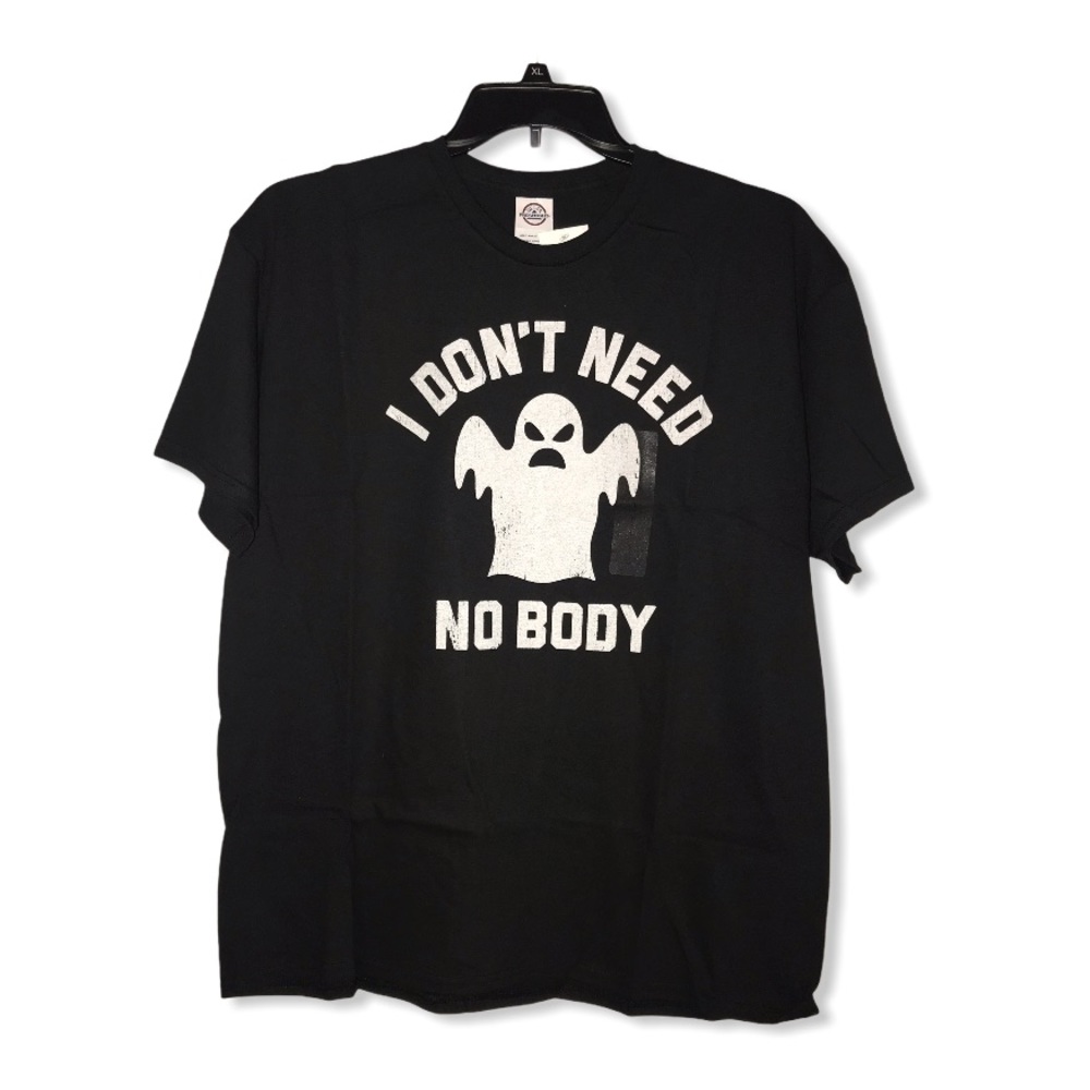 Halloween I Don’t Need No Body Ghost Black White Graphic Print T-shirt NWT